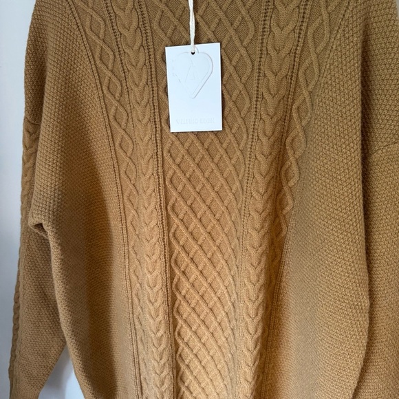 NWT Aelfric Eden Men’s Oversized Chunky Brown Cable Knit Fisherman Sweater Sz L - Picture 3 of 10